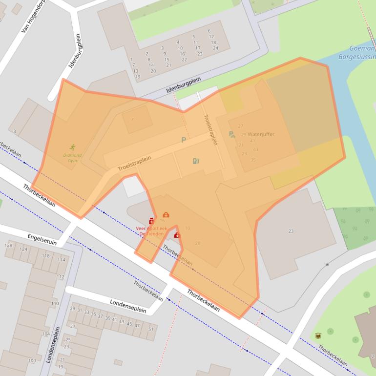 Kaart van postcodegebied 3332JB.