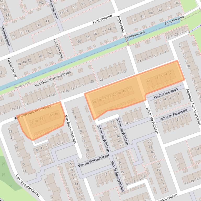 Kaart van postcodegebied 3332JH.