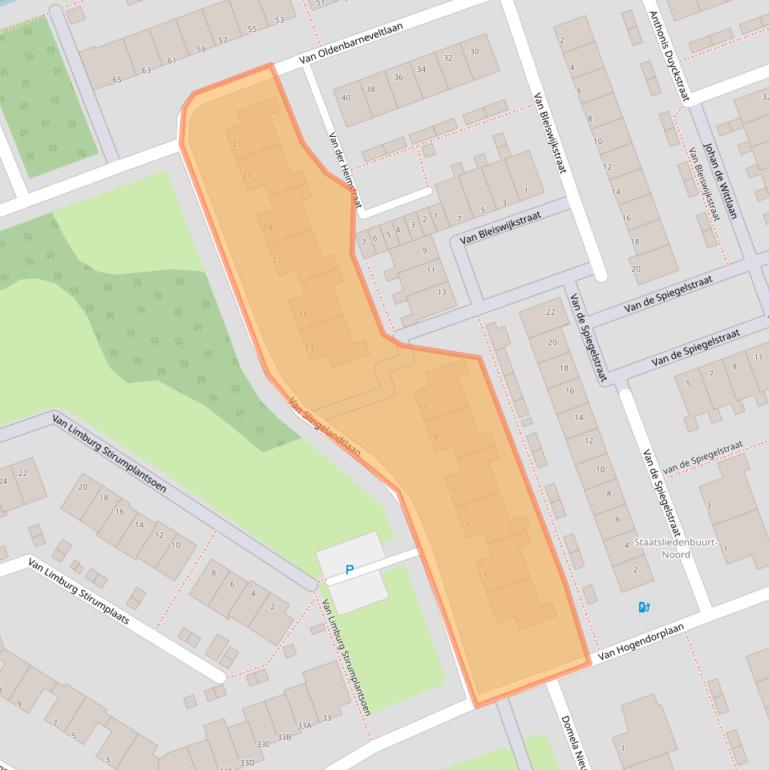 Kaart van postcodegebied 3332JJ.