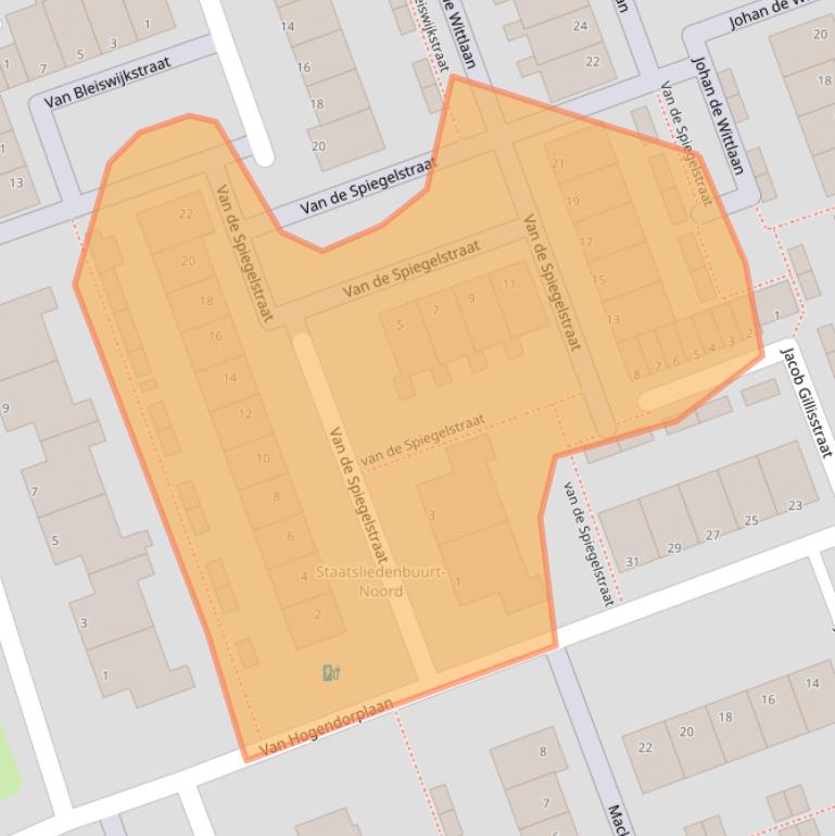 Kaart van postcodegebied 3332JM.