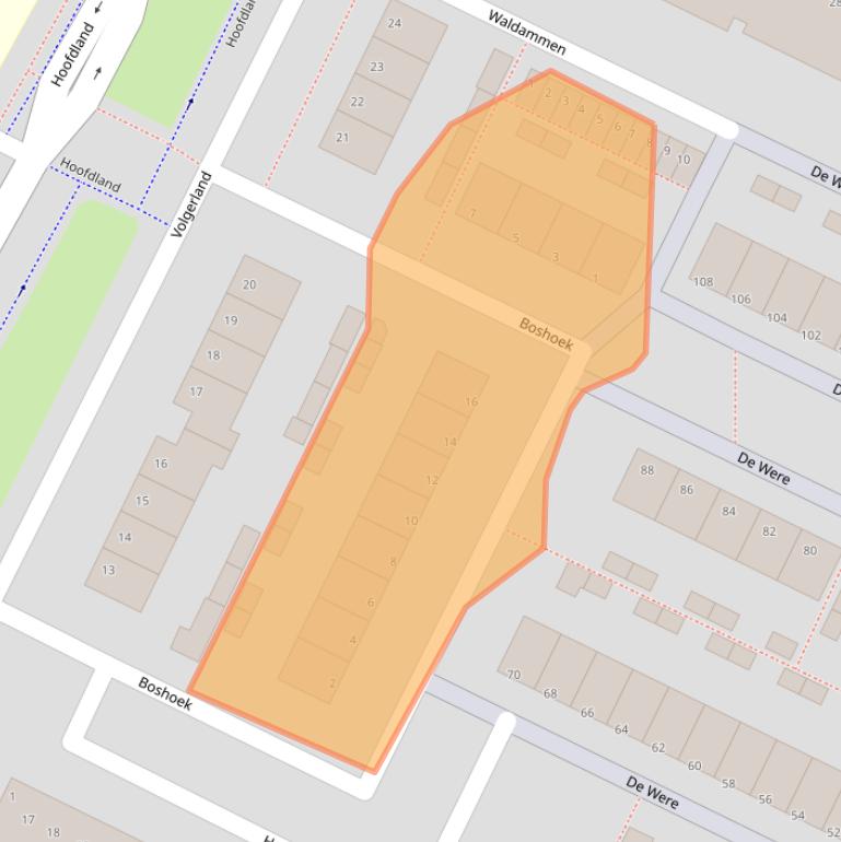 Kaart van postcodegebied 3332KA.