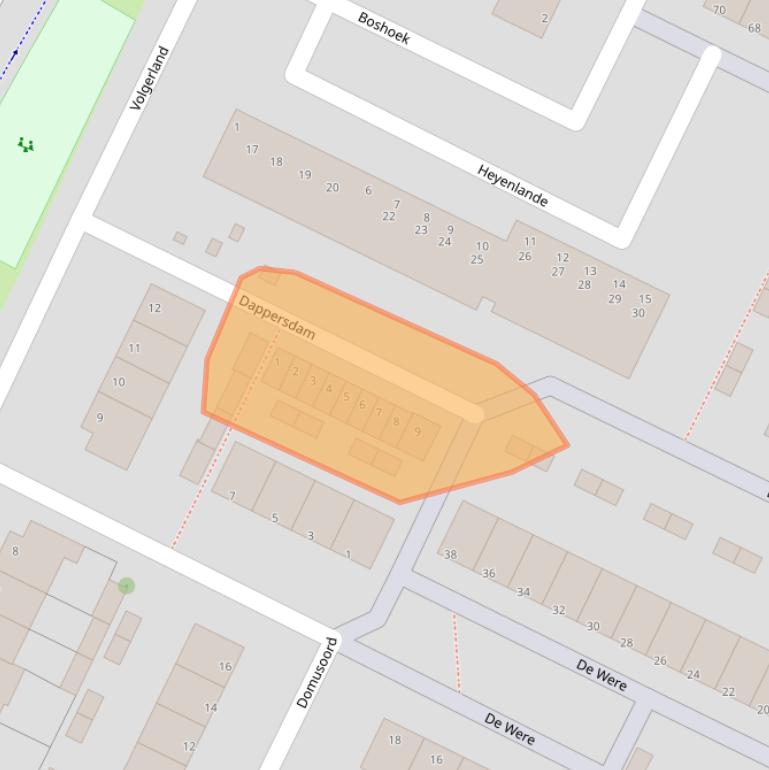 Kaart van postcodegebied 3332KB.