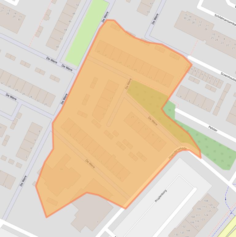 Kaart van postcodegebied 3332KC.