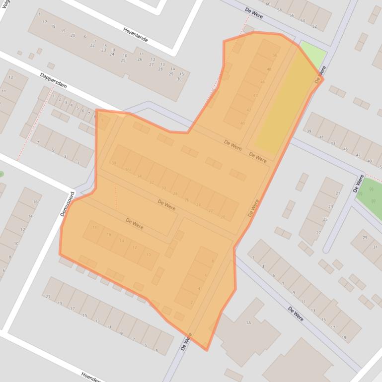 Kaart van postcodegebied 3332KE.