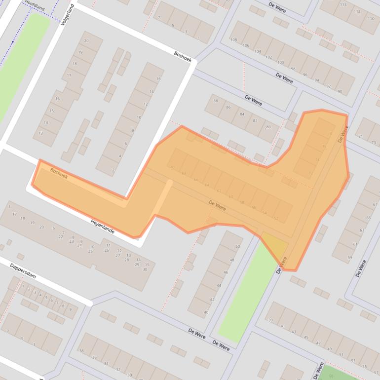 Kaart van postcodegebied 3332KG.