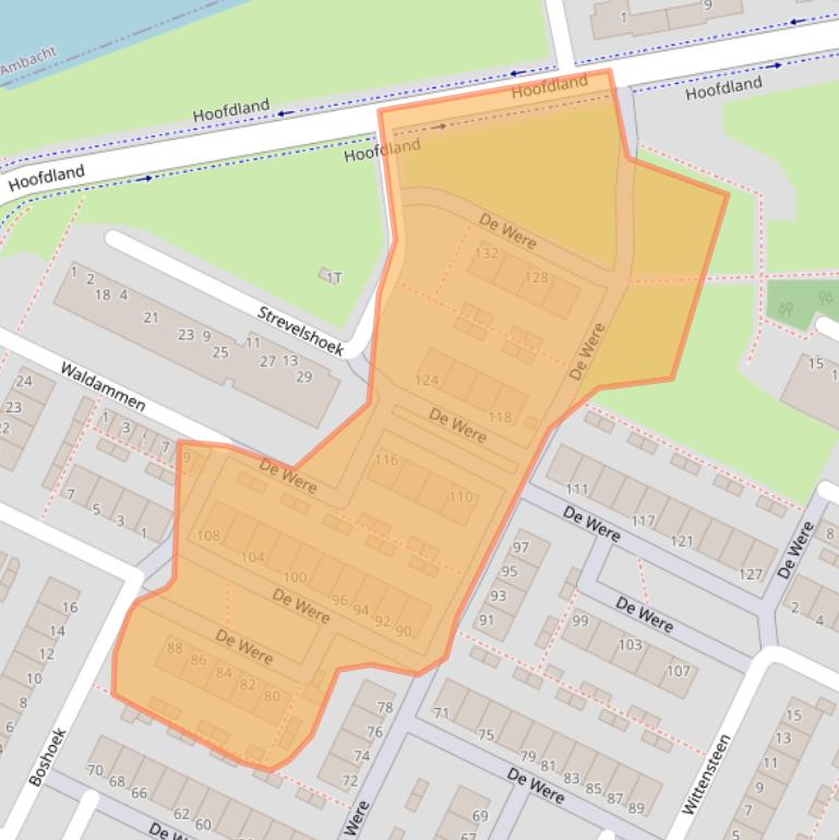 Kaart van postcodegebied 3332KH.