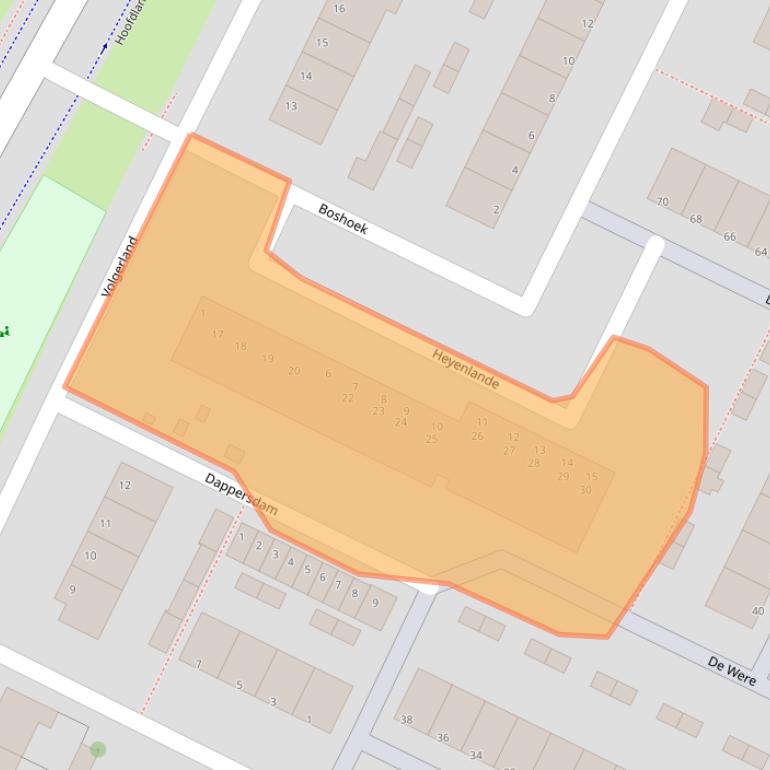 Kaart van postcodegebied 3332KK.