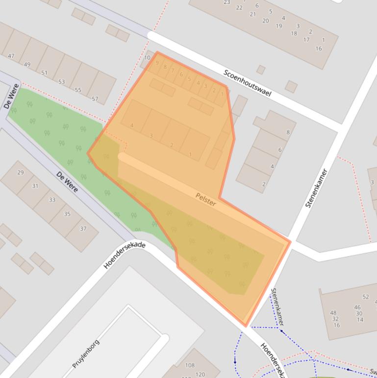 Kaart van postcodegebied 3332KL.