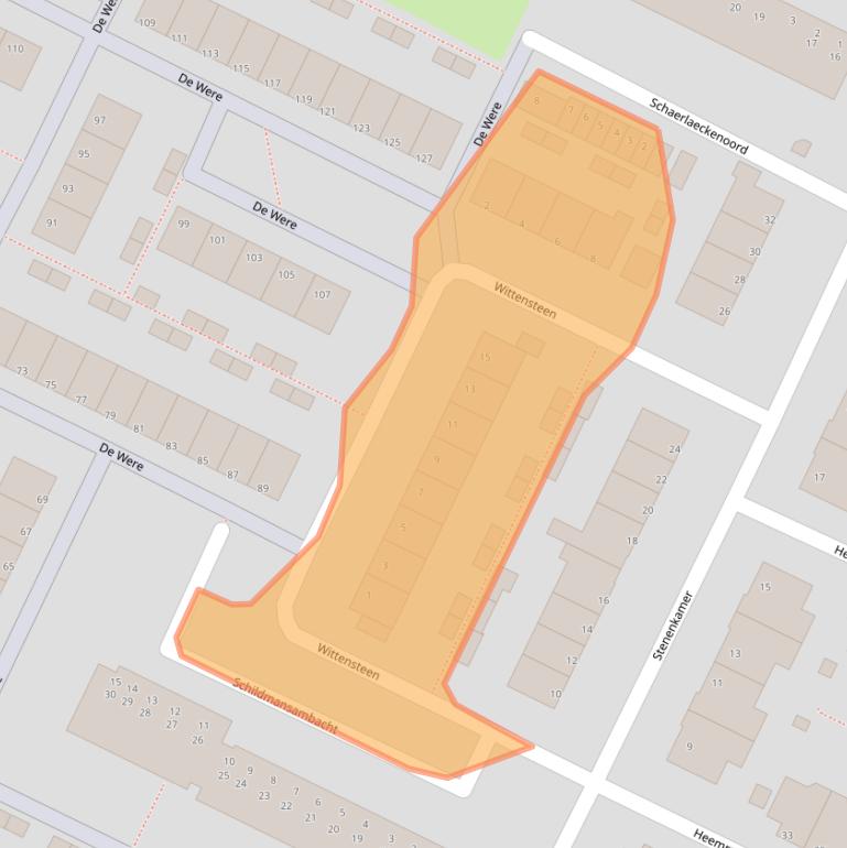 Kaart van postcodegebied 3332KV.