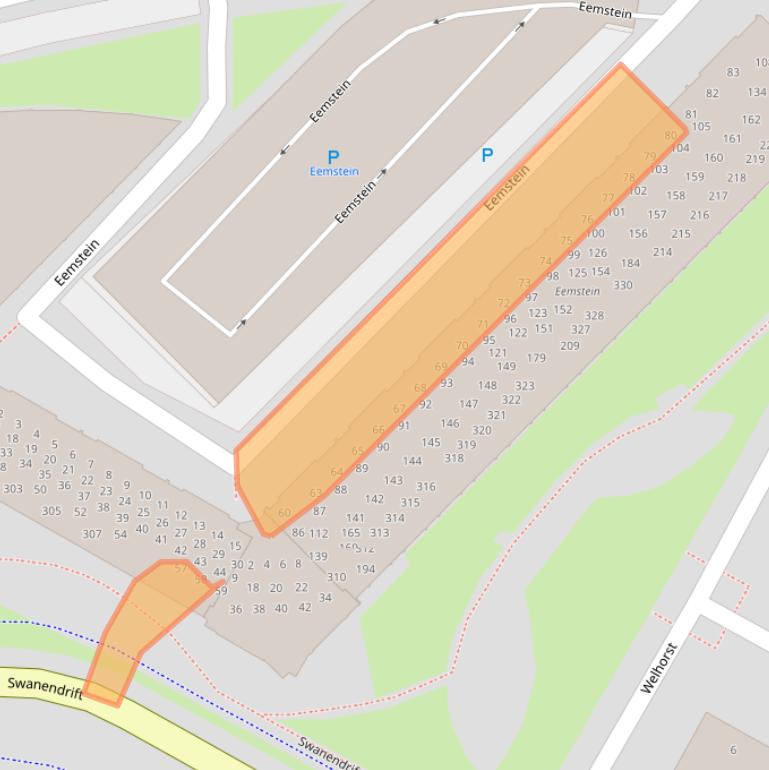 Kaart van postcodegebied 3332ND.