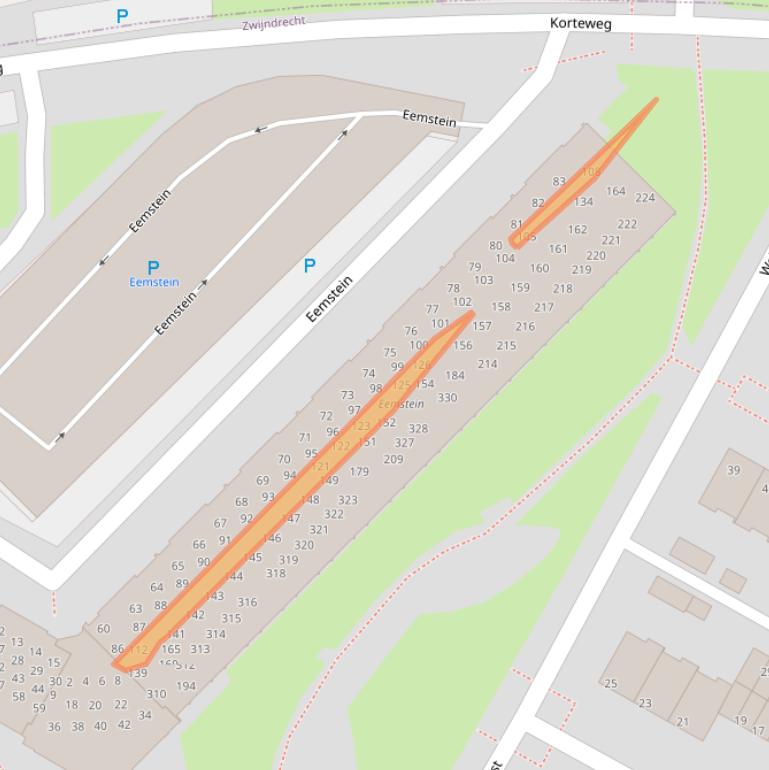 Kaart van postcodegebied 3332NG.