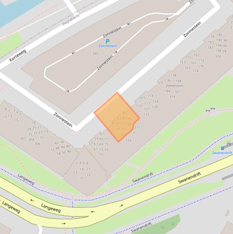 Kaart van postcodegebied 3332NS.