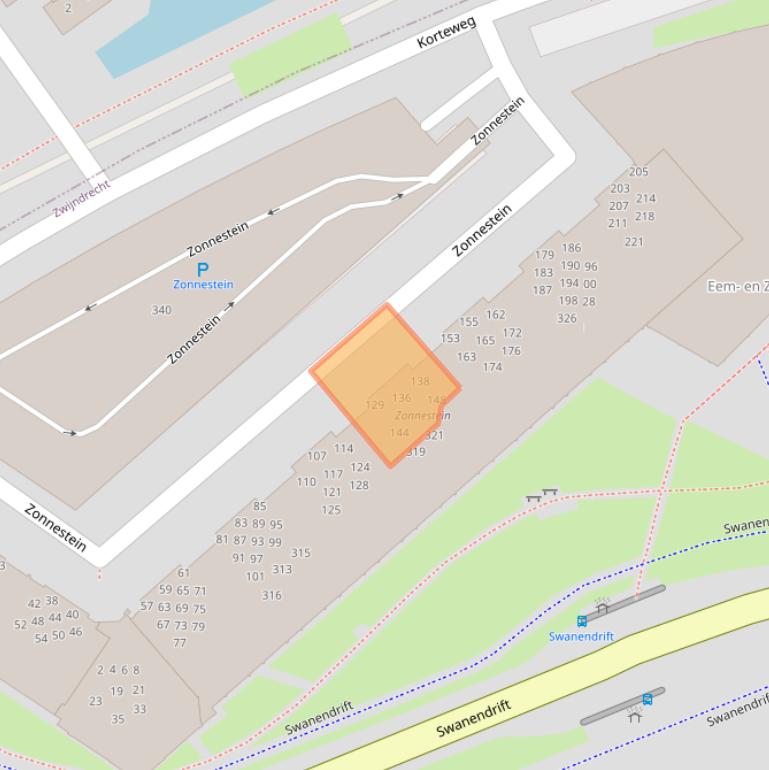 Kaart van postcodegebied 3332NV.