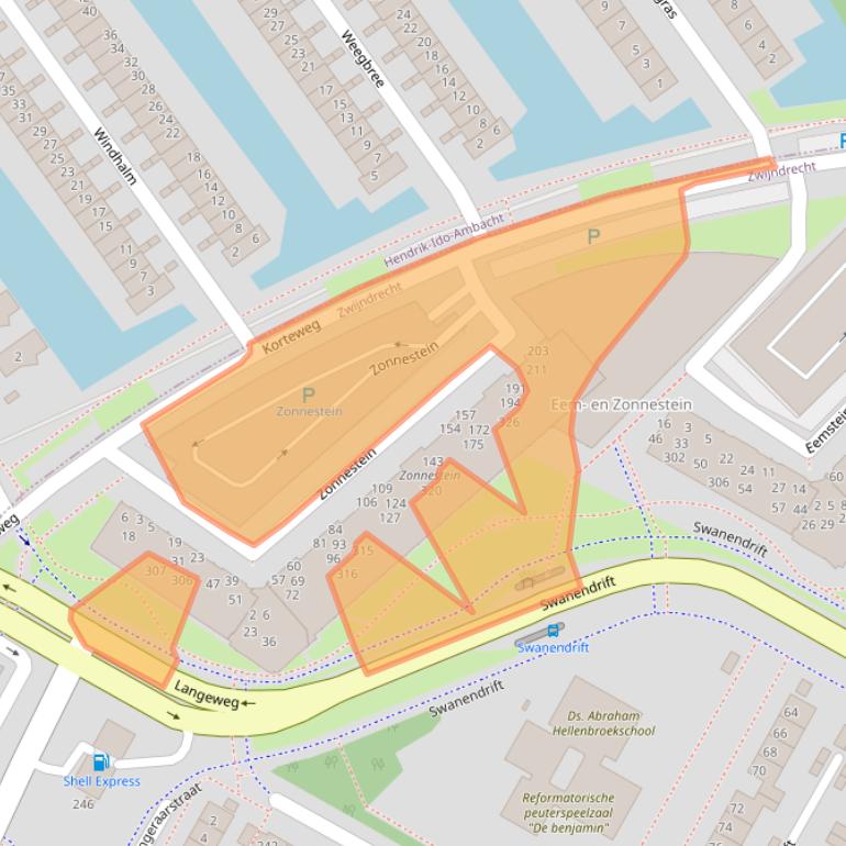 Kaart van postcodegebied 3332NZ.