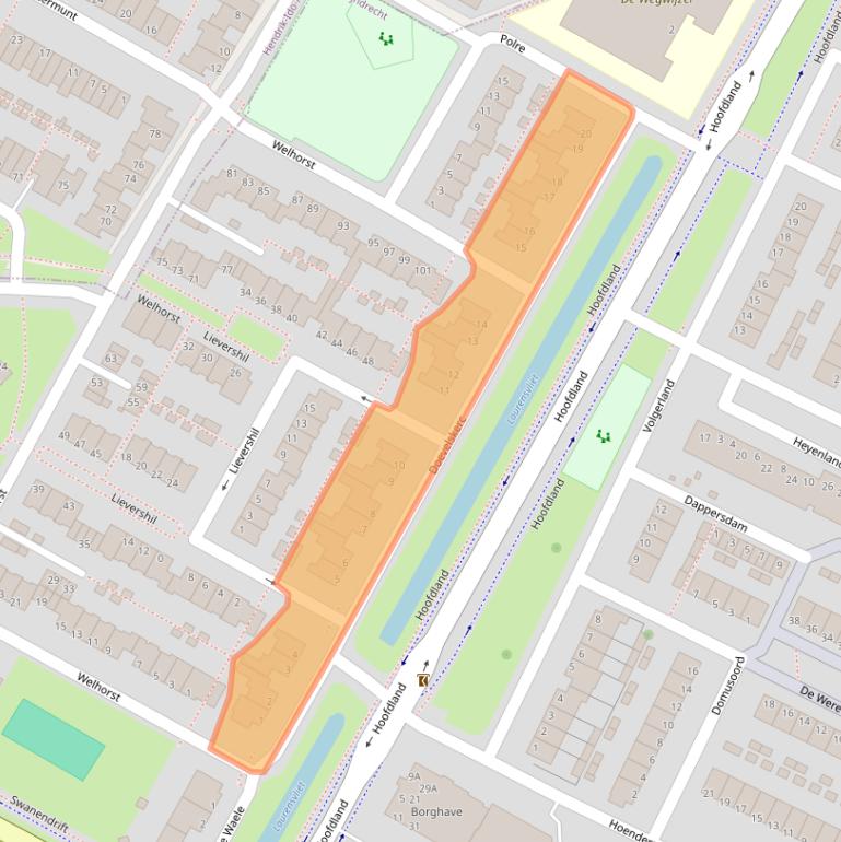 Kaart van postcodegebied 3332RB.