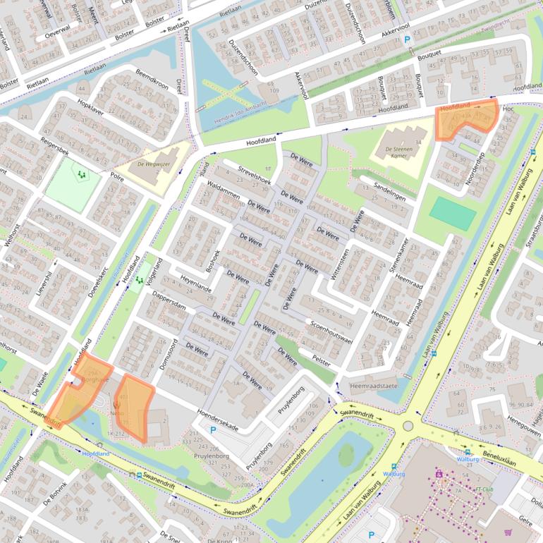 Kaart van postcodegebied 3332RE.