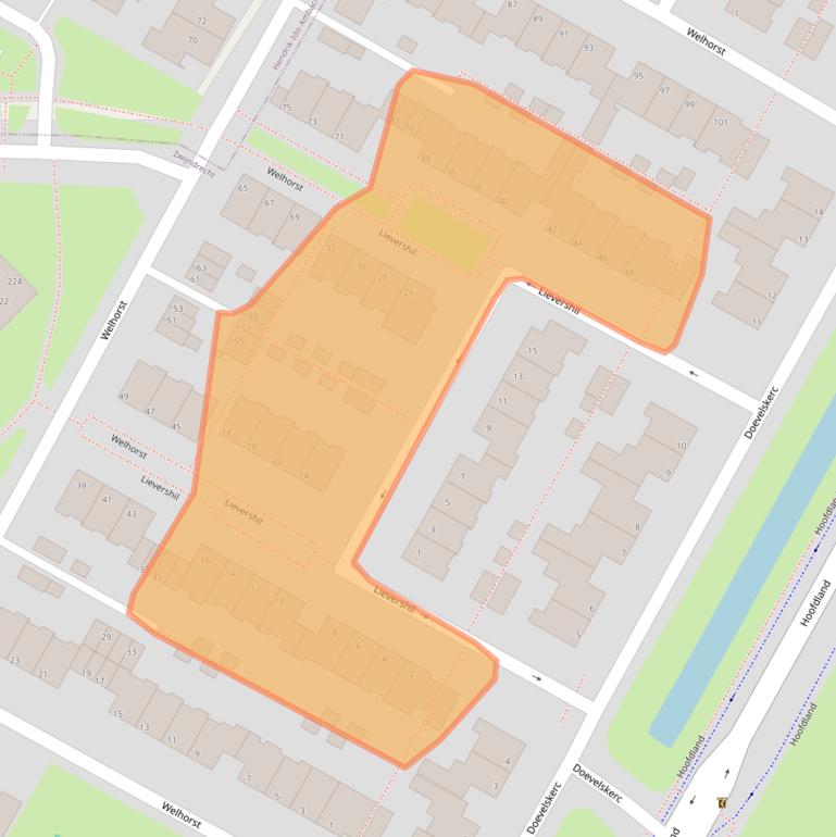 Kaart van postcodegebied 3332RJ.