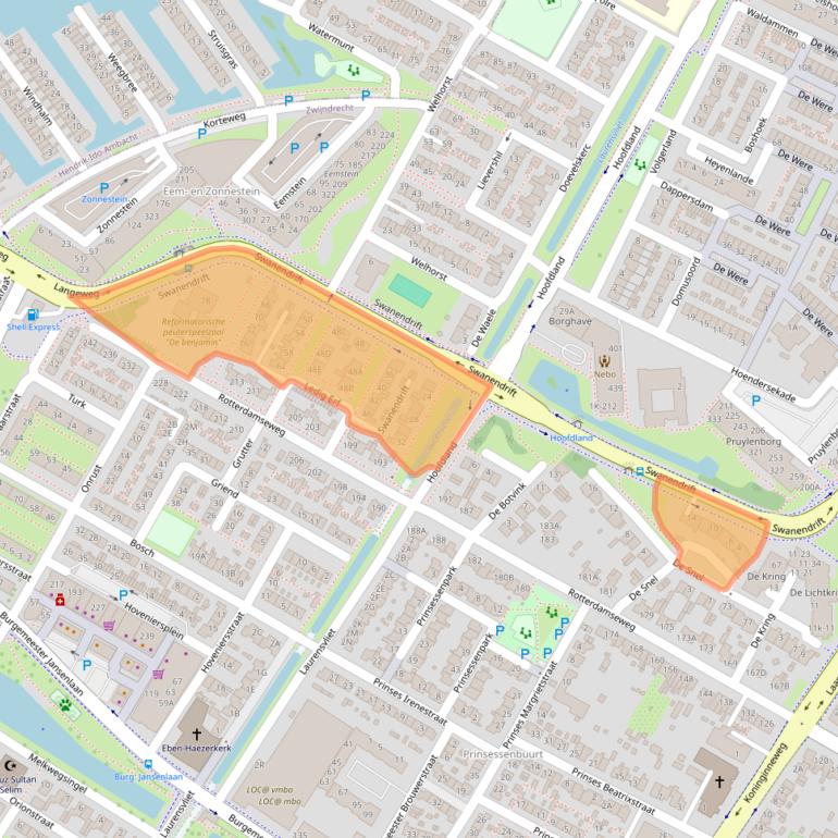 Kaart van postcodegebied 3332RN.