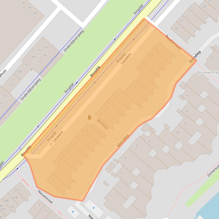 Kaart van postcodegebied 3332TA.