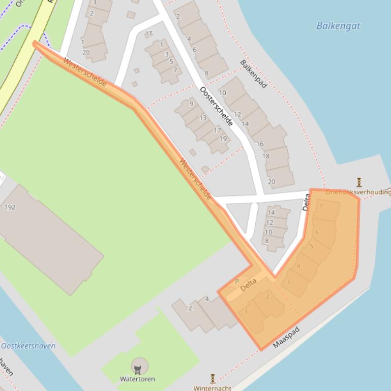 Kaart van postcodegebied 3332VB.