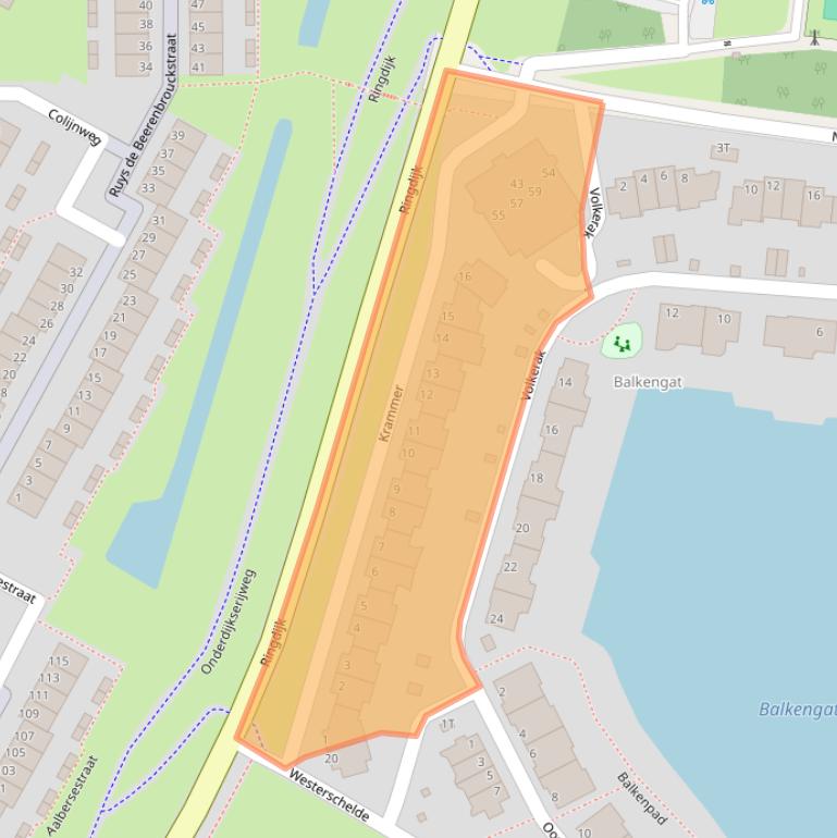 Kaart van postcodegebied 3332VG.