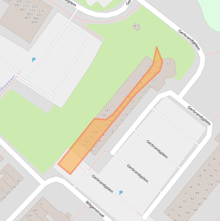 Kaart van postcodegebied 3332XB.