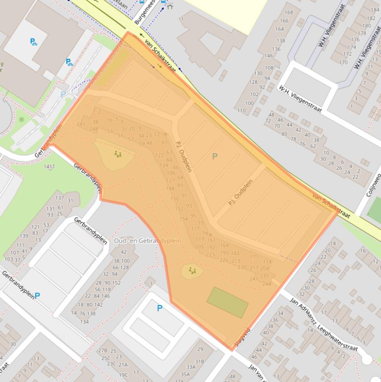 Kaart van postcodegebied 3332XH.