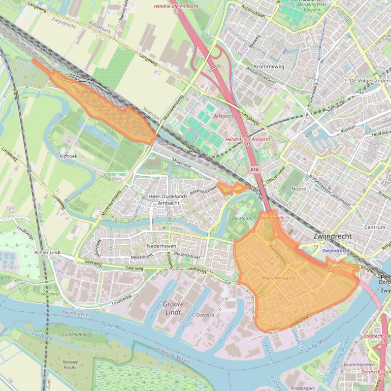 Kaart van postcodegebied 3333.