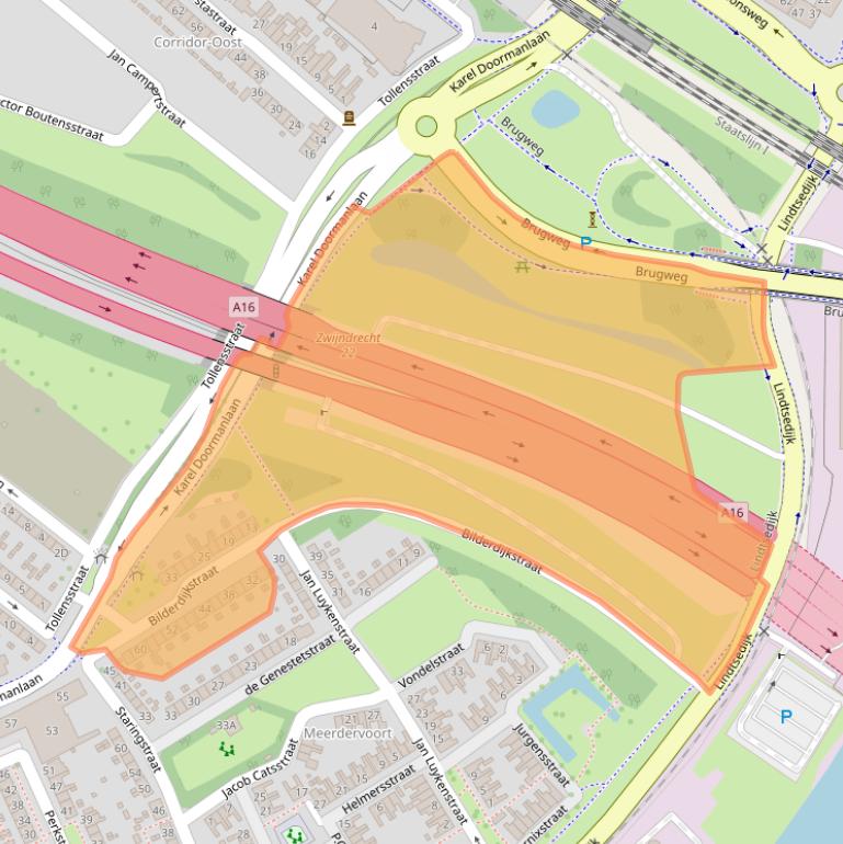 Kaart van postcodegebied 3333AT.