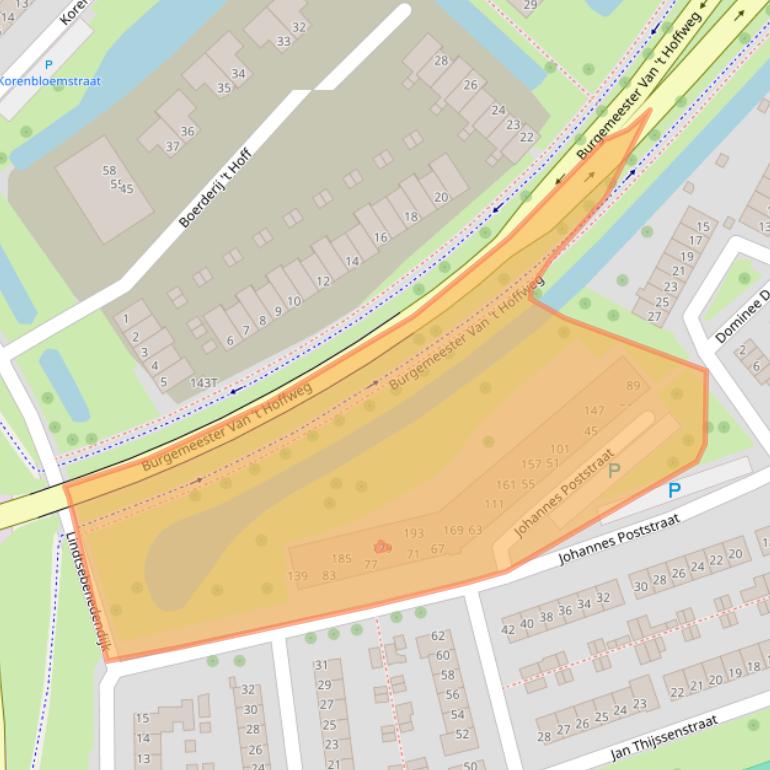 Kaart van postcodegebied 3333BJ.