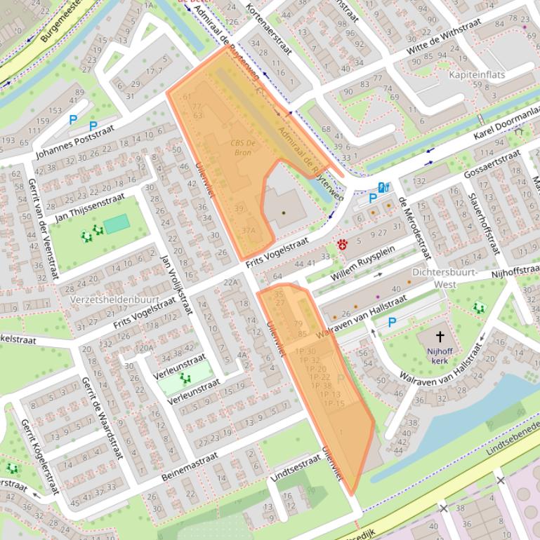 Kaart van postcodegebied 3333BS.