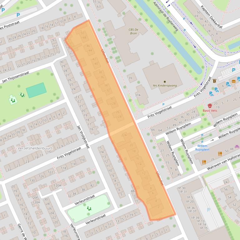 Kaart van postcodegebied 3333BT.