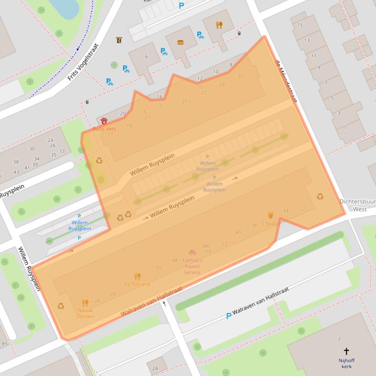 Kaart van postcodegebied 3333BX.