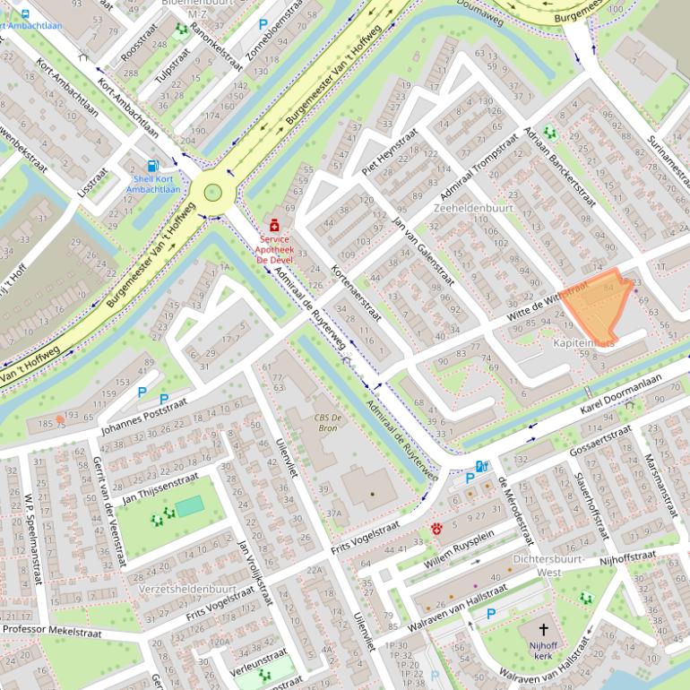 Kaart van postcodegebied 3333CP.