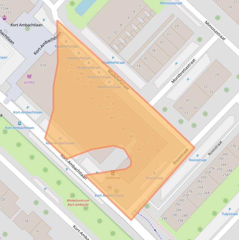 Kaart van postcodegebied 3333EJ.