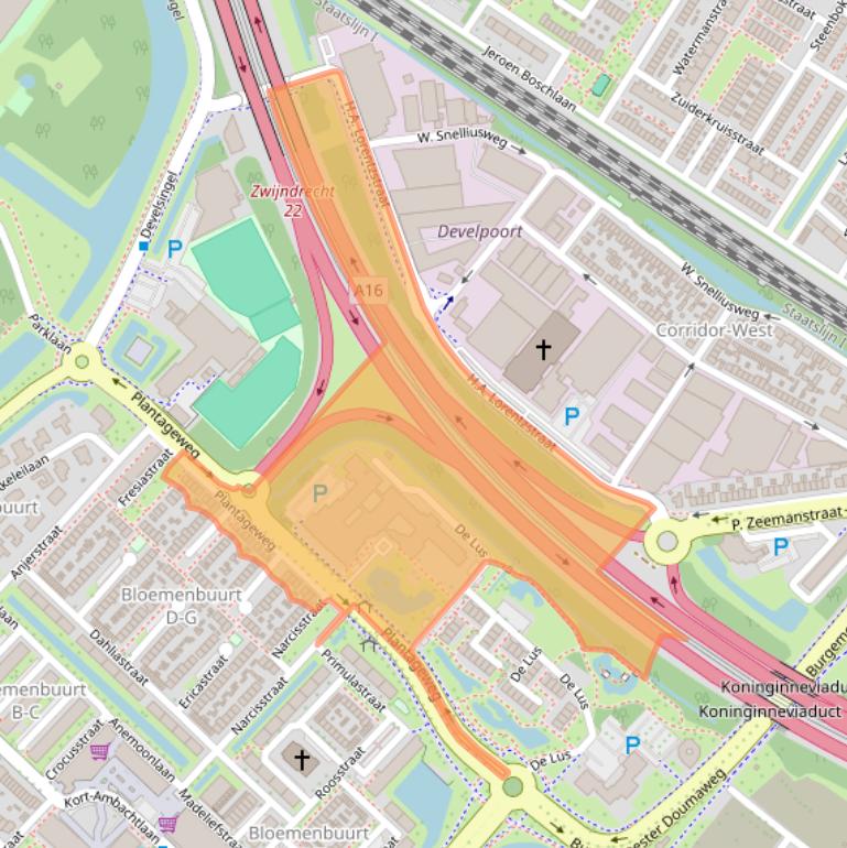 Kaart van postcodegebied 3333GZ.