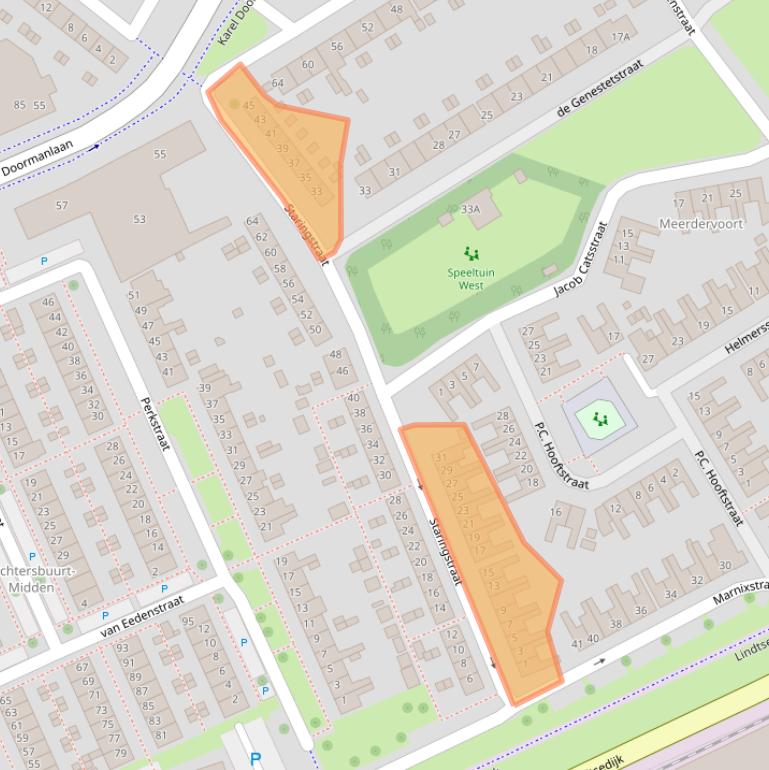 Kaart van postcodegebied 3333XL.