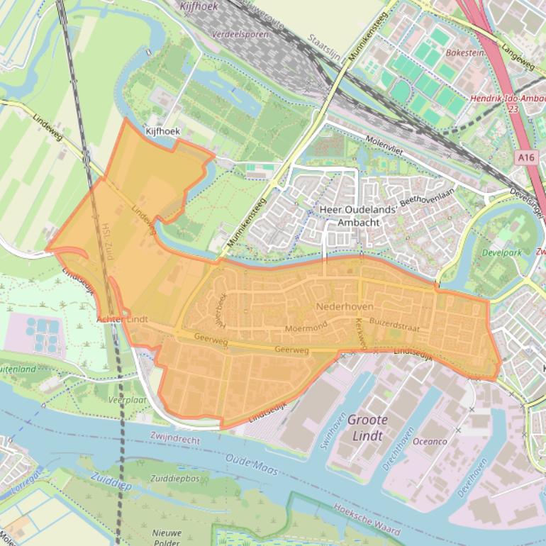 Kaart van postcodegebied 3334.
