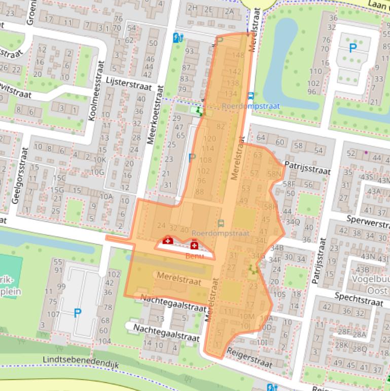 Kaart van postcodegebied 3334AA.