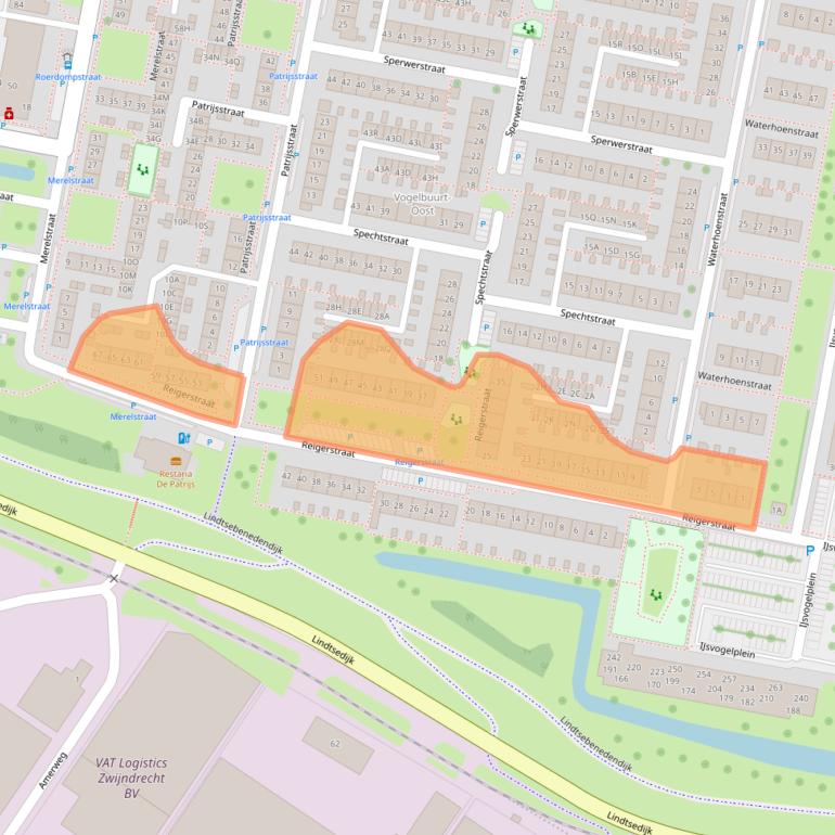 Kaart van postcodegebied 3334AD.