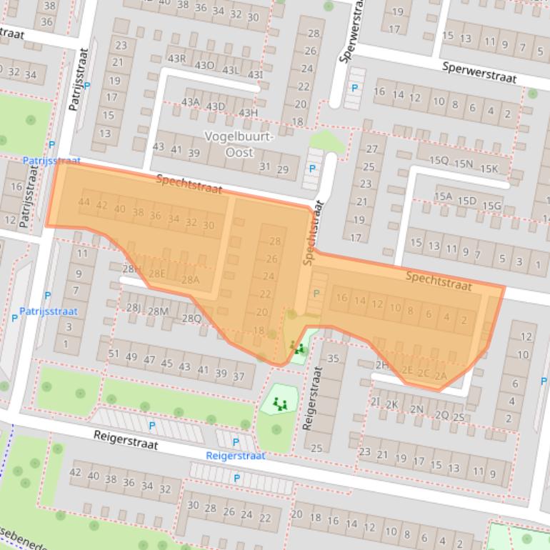 Kaart van postcodegebied 3334AJ.