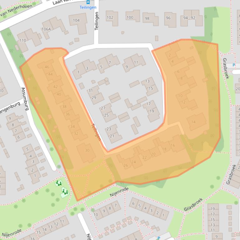 Kaart van postcodegebied 3334BV.