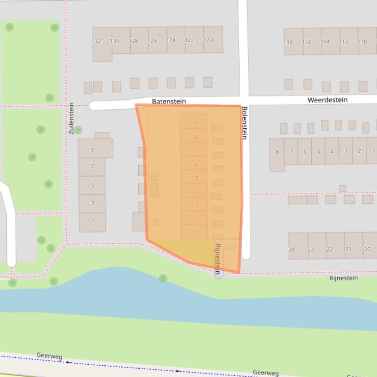 Kaart van postcodegebied 3334CA.