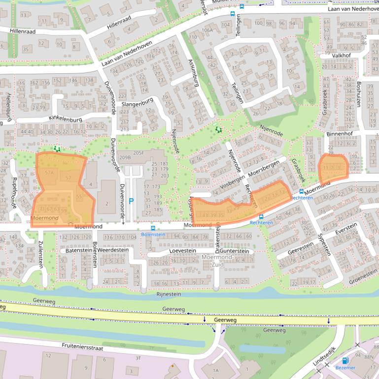 Kaart van postcodegebied 3334CL.