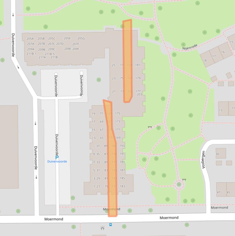 Kaart van postcodegebied 3334EE.