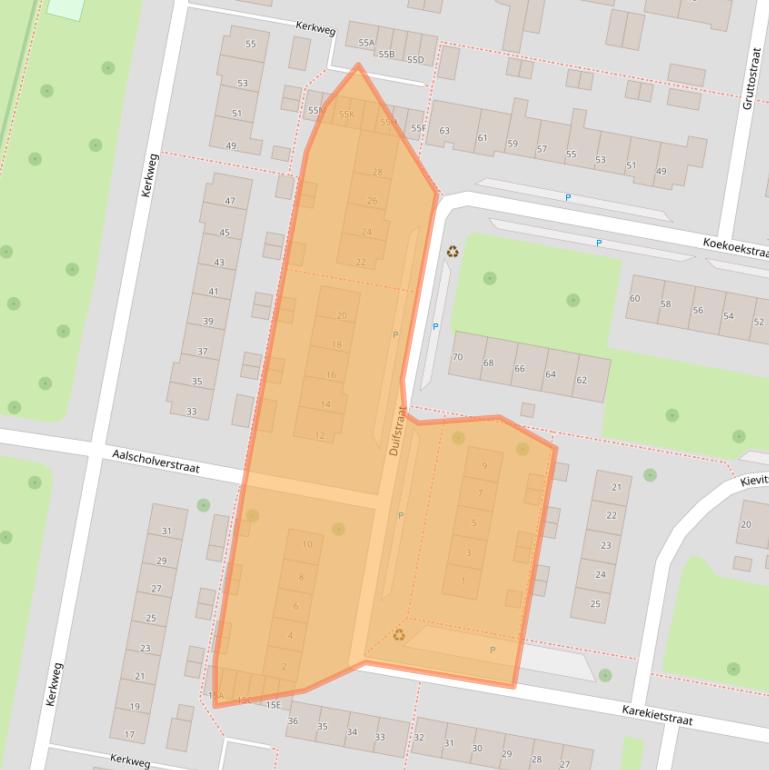 Kaart van postcodegebied 3334TA.