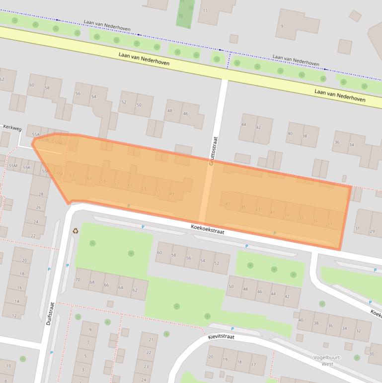 Kaart van postcodegebied 3334TJ.