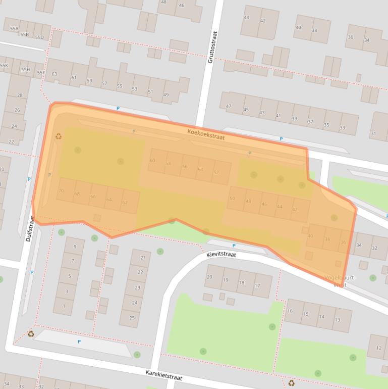 Kaart van postcodegebied 3334TL.