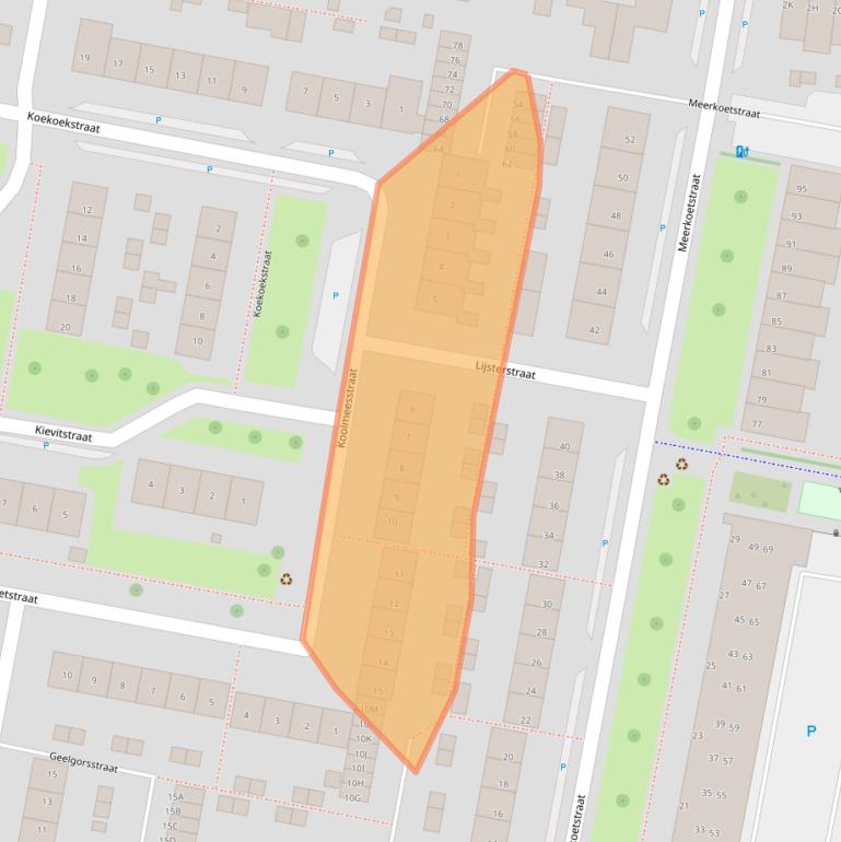 Kaart van postcodegebied 3334TM.
