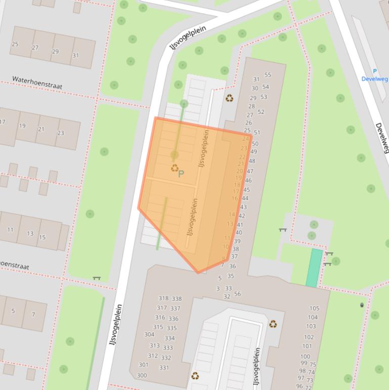 Kaart van postcodegebied 3334XA.